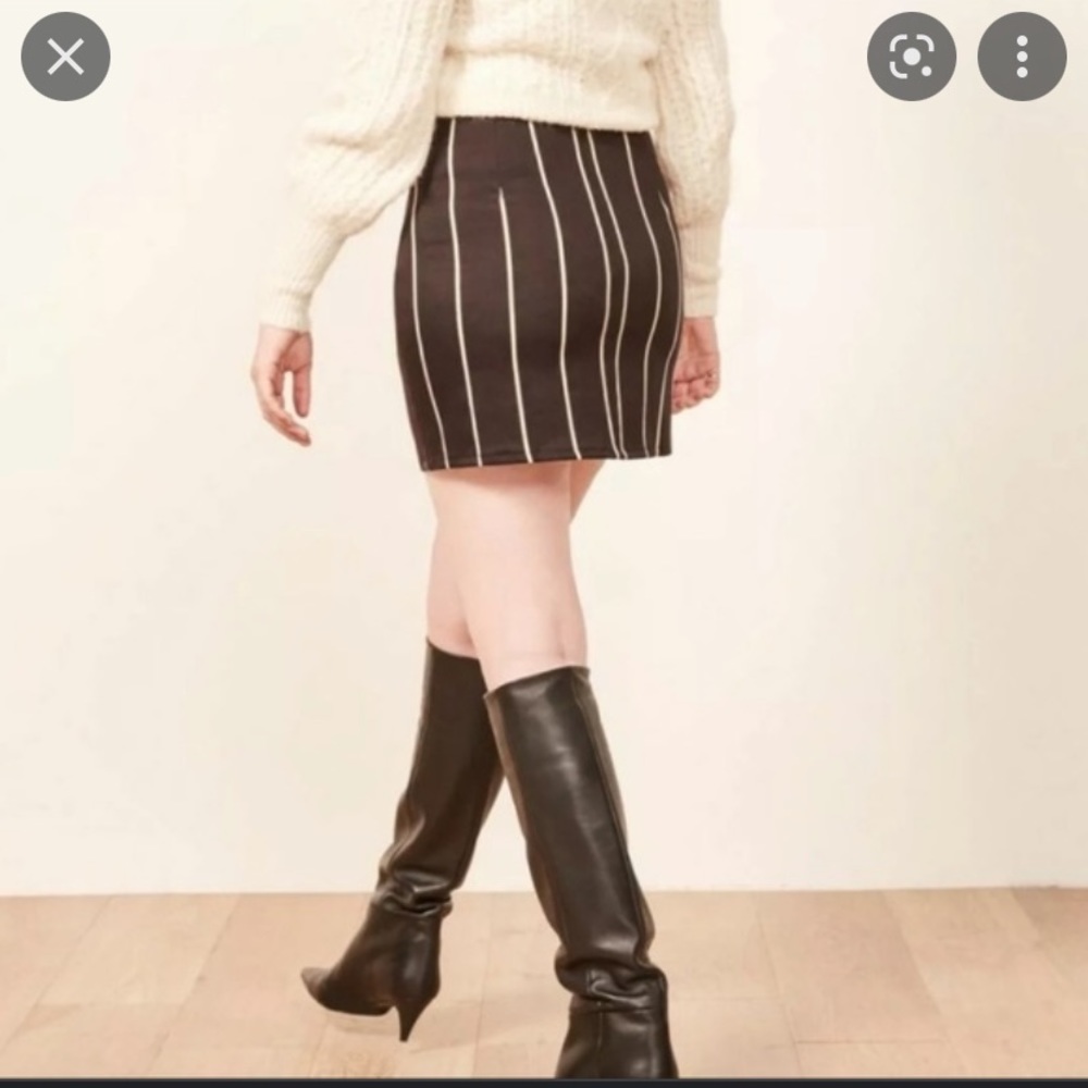 Reformation Sinatra pinstripe mini skirt